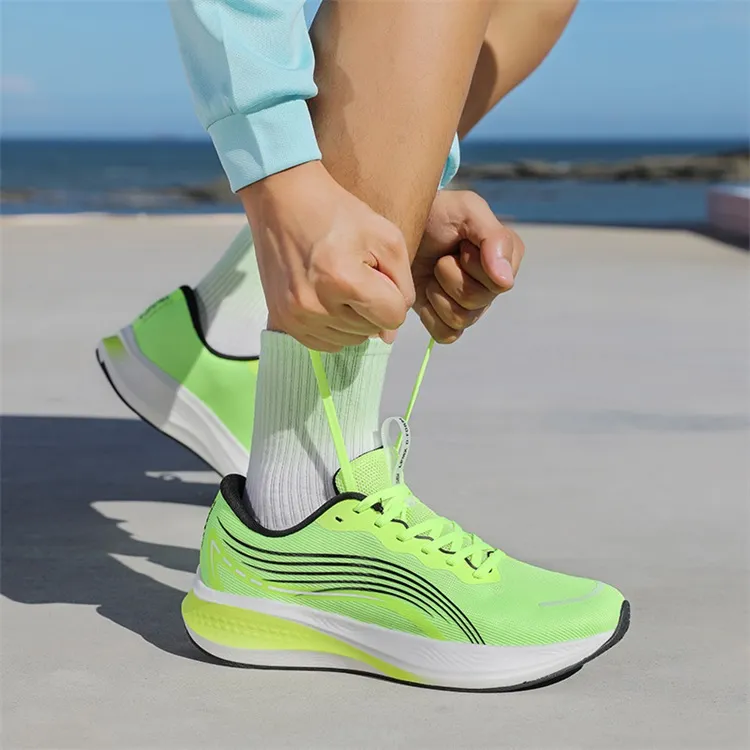 LPMX Cushioning Breathable Lightweight Low-Top Carbon Plate Running Shoes Men's Neon Green-16