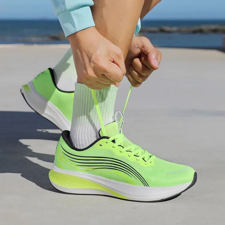 LPMX Cushioning Breathable Lightweight Low-Top Carbon Plate Running Shoes Men's Neon Green-7