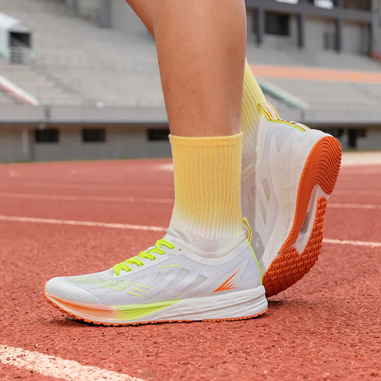 LPMX Cushioning Breathable Lightweight Low Top Marathon Racing Running Shoes Unisex Neon Orange Yellow-7