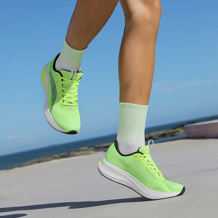 LPMX Cushioning Breathable Lightweight Low-Top Carbon Plate Running Shoes Men's Neon Green-11