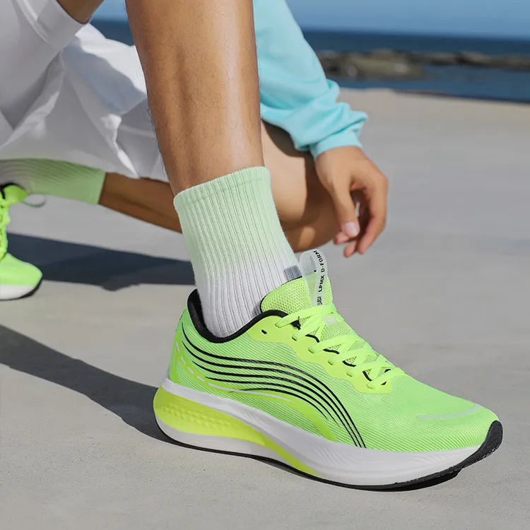 LPMX Cushioning Breathable Lightweight Low-Top Carbon Plate Running Shoes Men's Neon Green-8