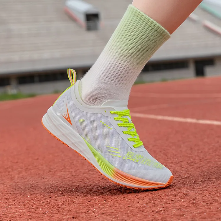 LPMX Cushioning Breathable Lightweight Low Top Marathon Racing Running Shoes Unisex Neon Orange Yellow-11