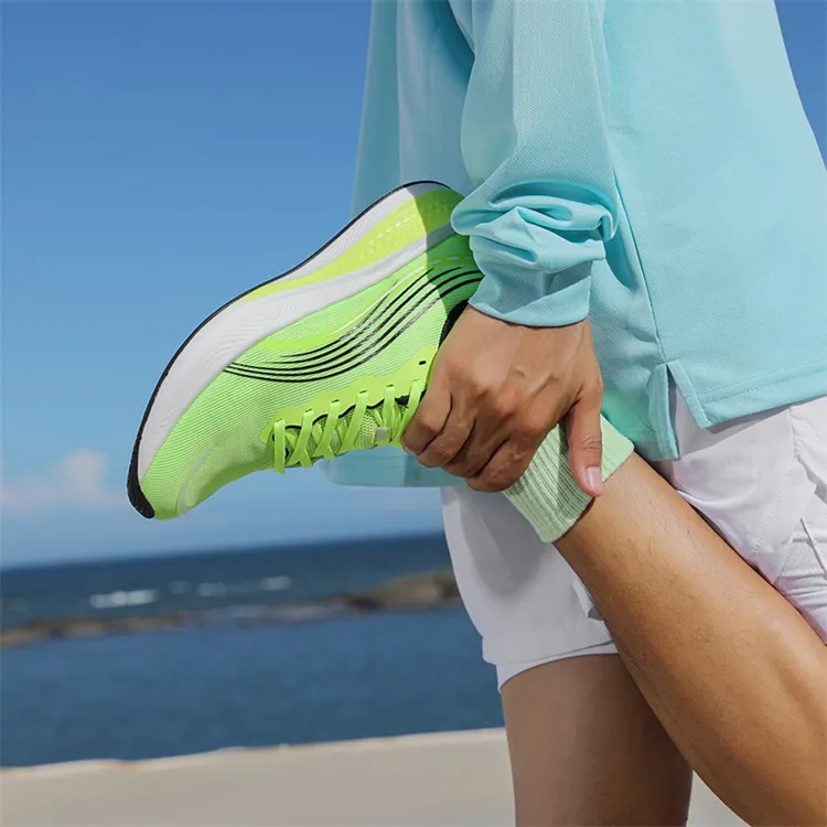 LPMX Cushioning Breathable Lightweight Low-Top Carbon Plate Running Shoes Men's Neon Green-12
