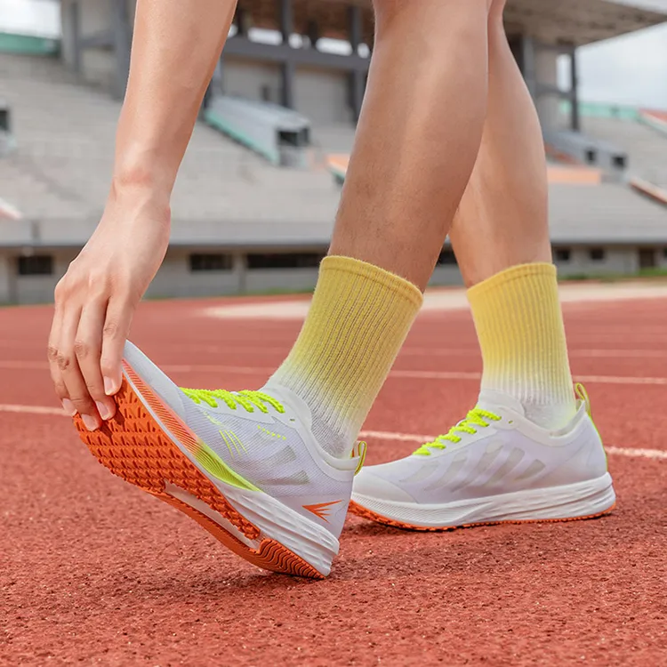 LPMX Cushioning Breathable Lightweight Low Top Marathon Racing Running Shoes Unisex Neon Orange Yellow-5