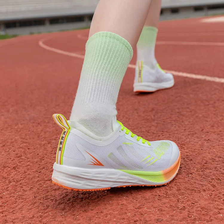 LPMX Cushioning Breathable Lightweight Low Top Marathon Racing Running Shoes Unisex Neon Orange Yellow-12