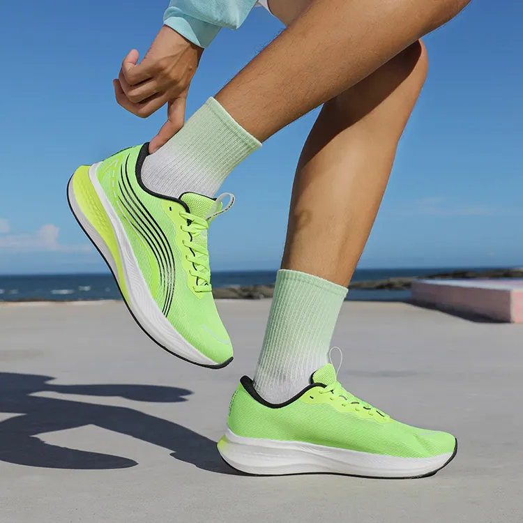 LPMX Cushioning Breathable Lightweight Low-Top Carbon Plate Running Shoes Men's Neon Green-5