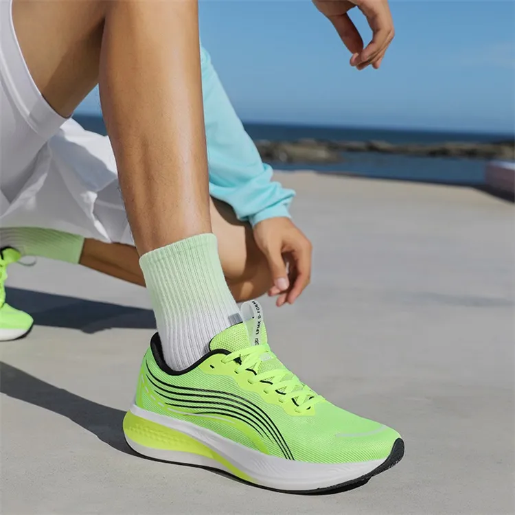 LPMX Cushioning Breathable Lightweight Low-Top Carbon Plate Running Shoes Men's Neon Green-14