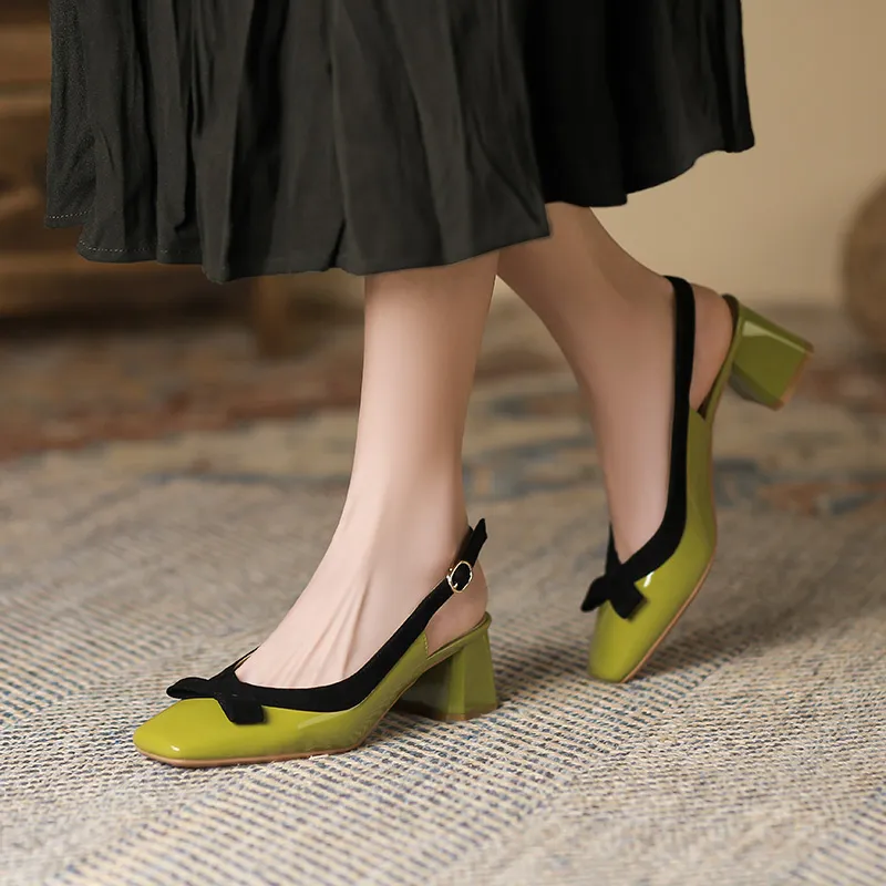GOSO High Heels Women's Mustard Green/Ecru-5