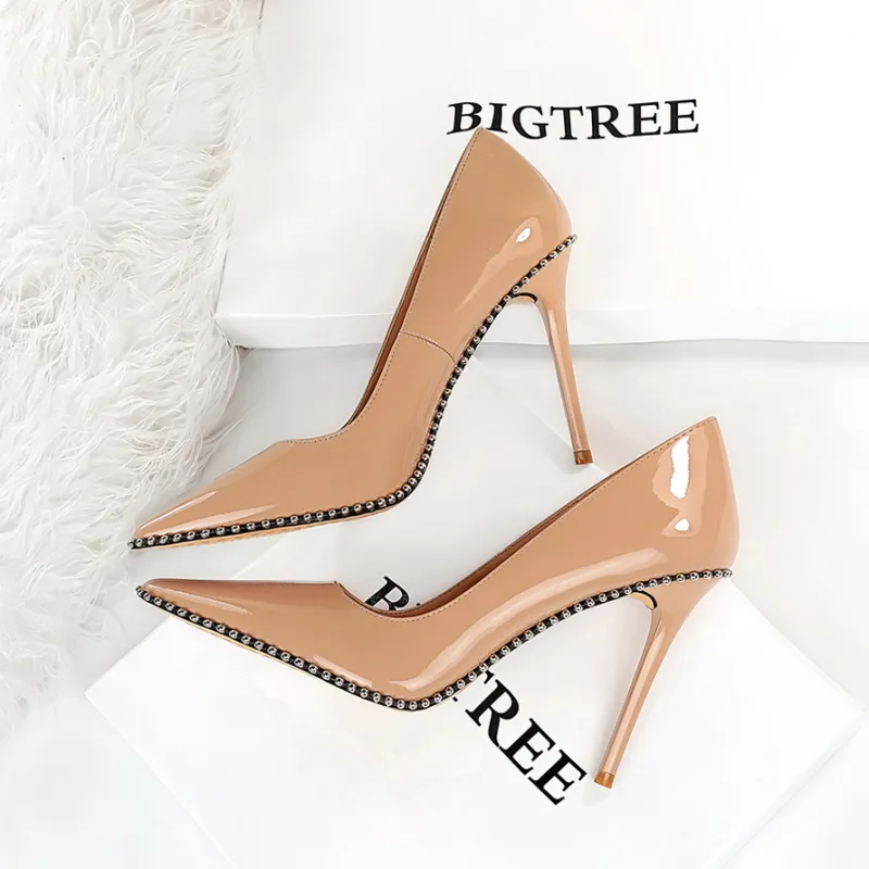 GOSO Slim Heel High Heels Women's Nude-1