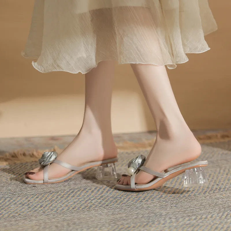 GOSO Rubber Sole Abrasion Resistant Slide Slippers Women's Silver-3