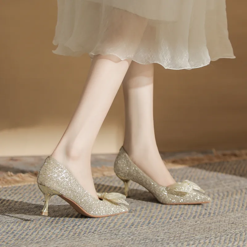 GOSO Slim Heel High Heels Women's Champagne-4