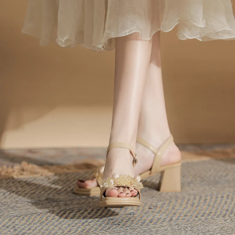 GOSO One Strap Sandals Women's Milk Tea-2
