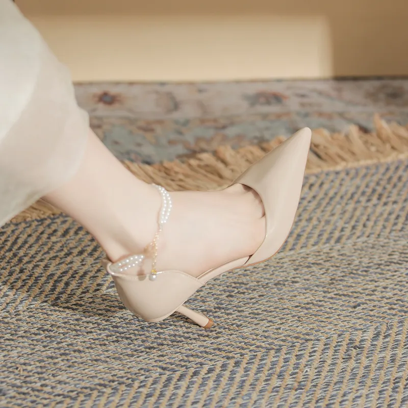 GOSO Slim Heel High Heels Women's Nude-4