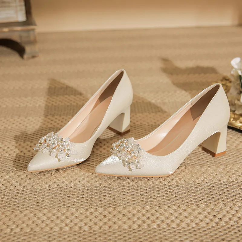 GOSO Chunky Heel High Heels Women's Apricot-1