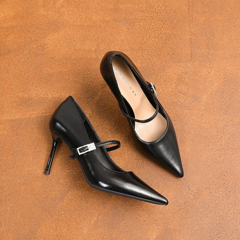 GOSO Slim Heel High Heels 8CM Women's Black-2