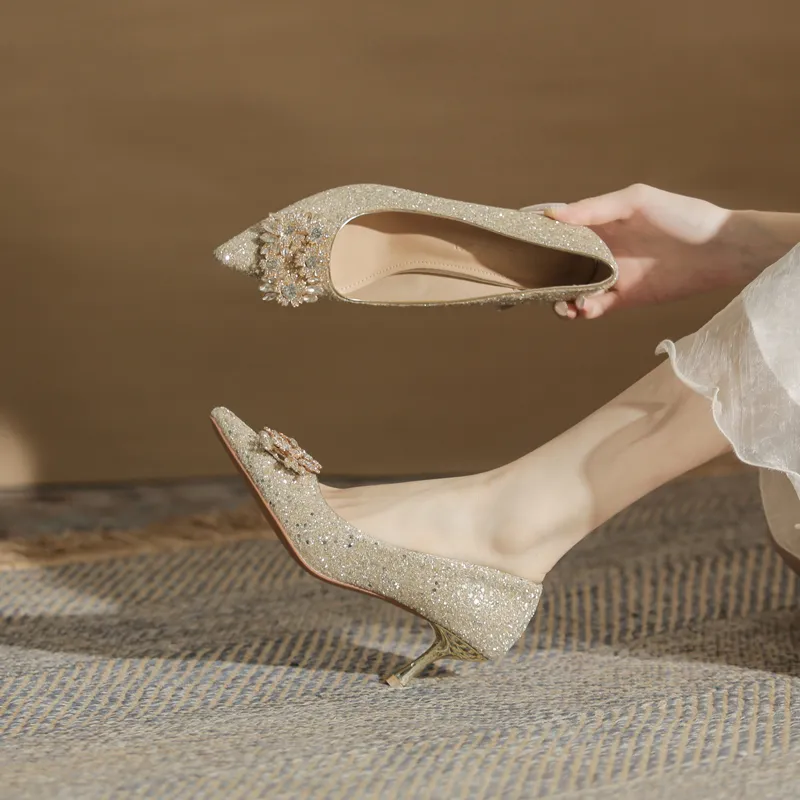 GOSO Slim Heel High Heels Women's Champagne-2