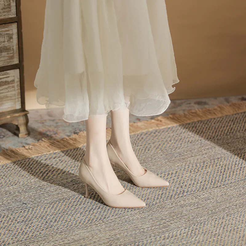 GOSO Slim Heel High Heels Women's Nude-5