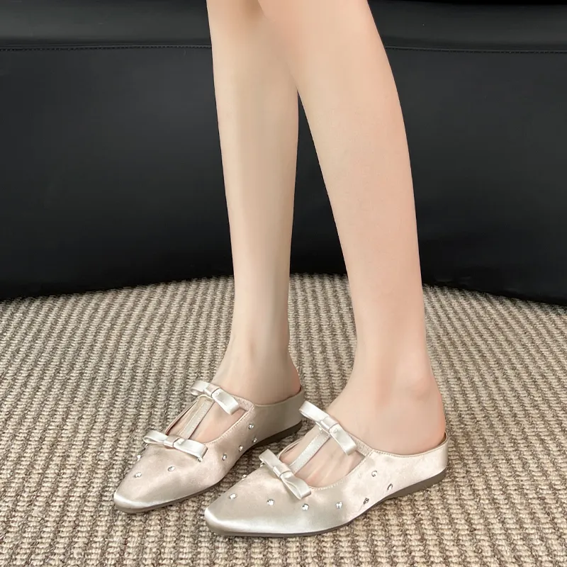 GOSO Rubber Sole Metal Abrasion Resistant Closed Toe Slippers Women's Nude-3