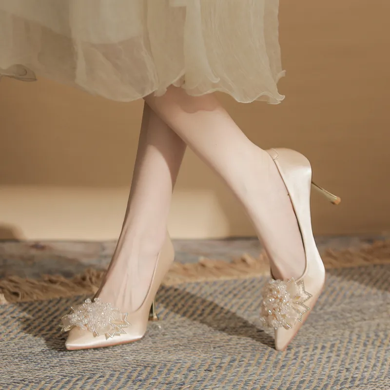 GOSO Chunky Heel High Heels Women's Champagne-2