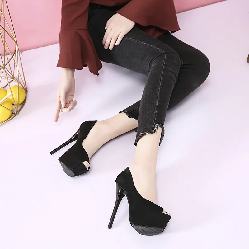 GOSO Slim Heel High Heels Women's Black-5