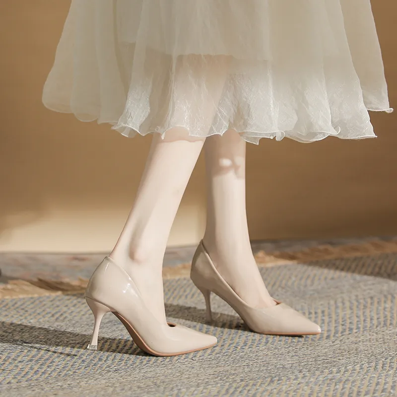 GOSO Slim Heel High Heels Women's Nude-2