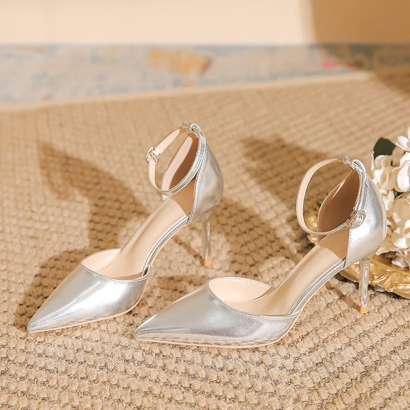GOSO Slim Heel High Heels Women's Silver-6