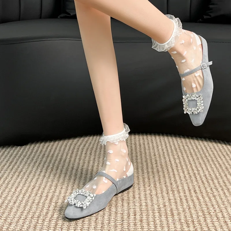 GOSO Rubber Sole Rhinestone Abrasion Resistant Closed Toe Slippers Women's-7