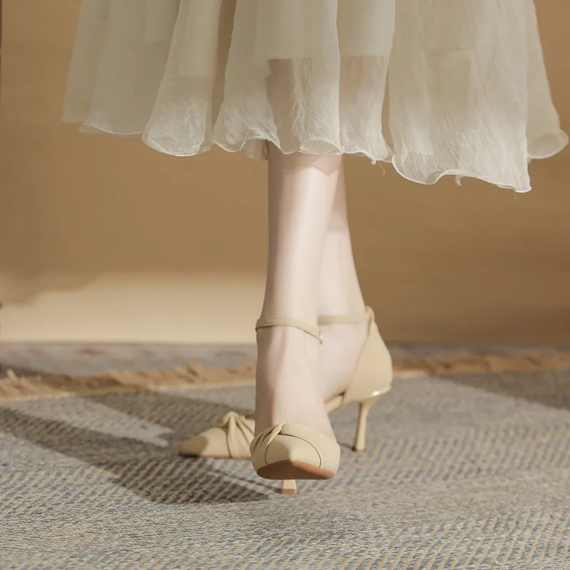 GOSO Slim Heel High Heels 8CM Women's Nude-3