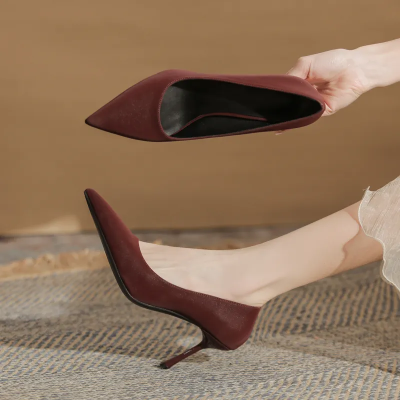 GOSO High Heels Women's Burgundy-5