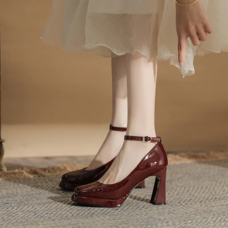 GOSO High Heels Women's Burgundy-3