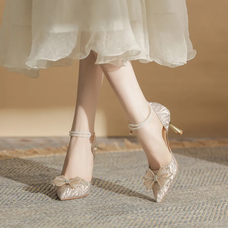 GOSO Slim Heel High Heels Women's Champagne-3