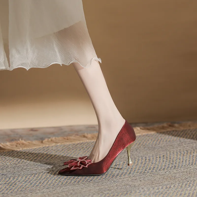 GOSO Slim Heel High Heels Women's Burgundy-3