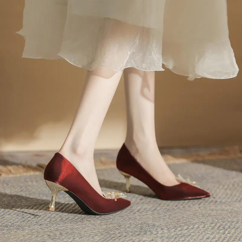 GOSO High Heels Women's Burgundy-1