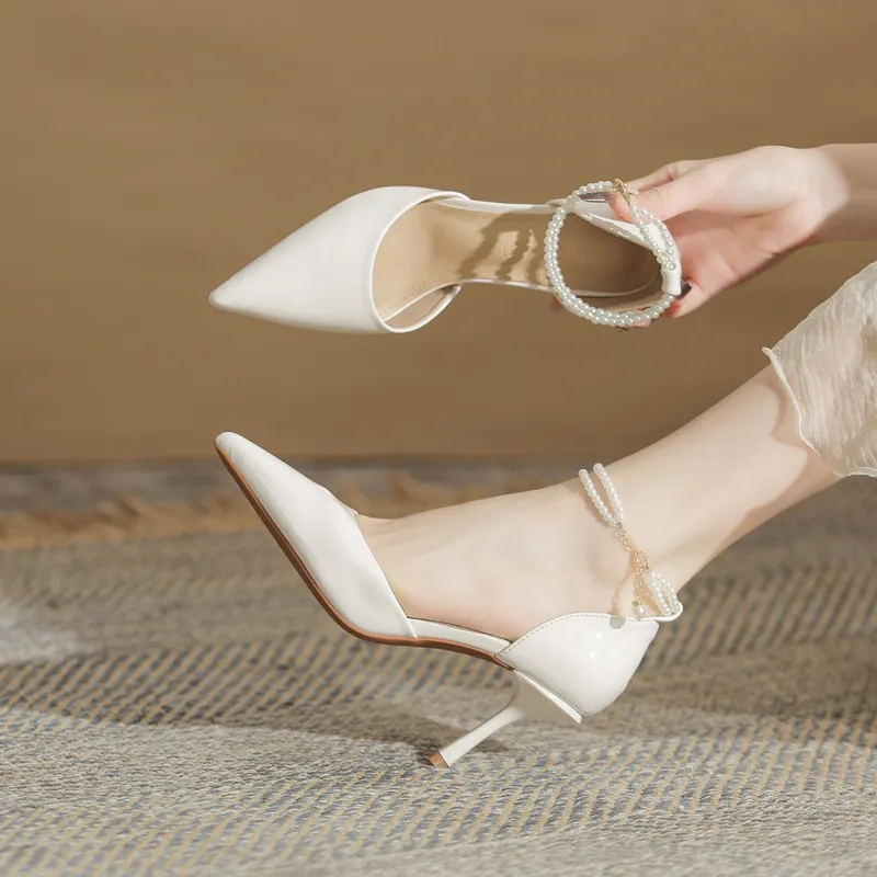 GOSO Slim Heel High Heels Women's Ecru-3