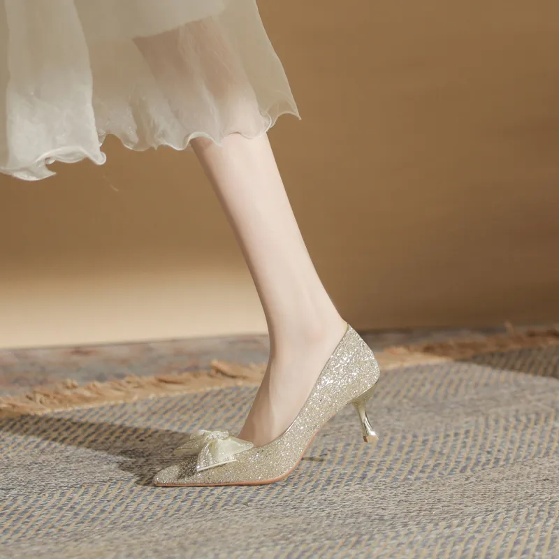 GOSO Slim Heel High Heels Women's Champagne-5