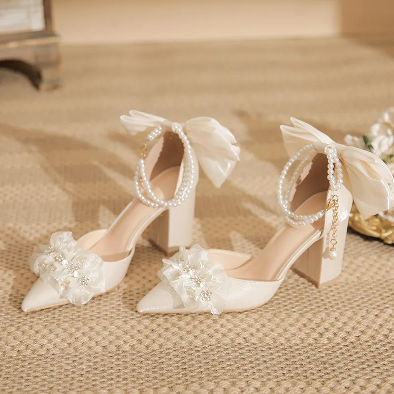 GOSO Chunky Heel High Heels Women's Apricot-6