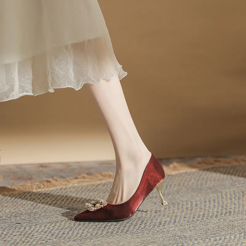 GOSO Slim Heel High Heels Women's Burgundy-3
