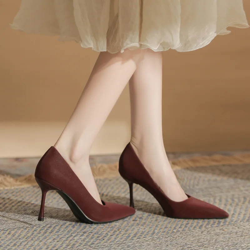 GOSO High Heels Women's Burgundy-1