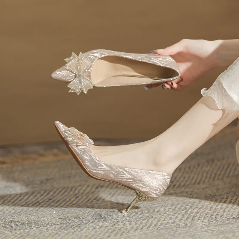 GOSO Slim Heel High Heels 6CM Women's Champagne-3