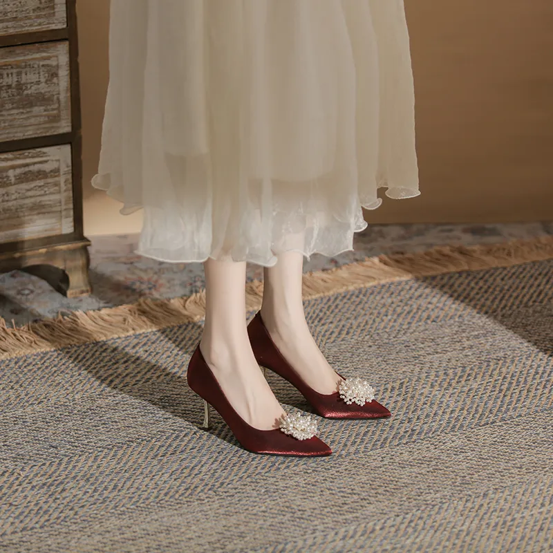 GOSO High Heels Women's Burgundy-4