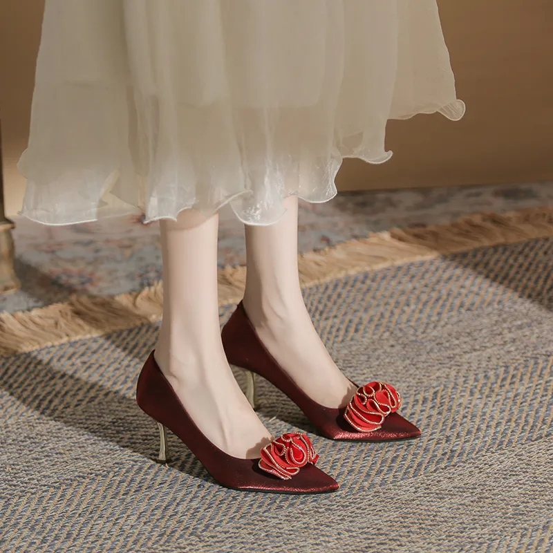 GOSO Slim Heel High Heels Women's Burgundy-2