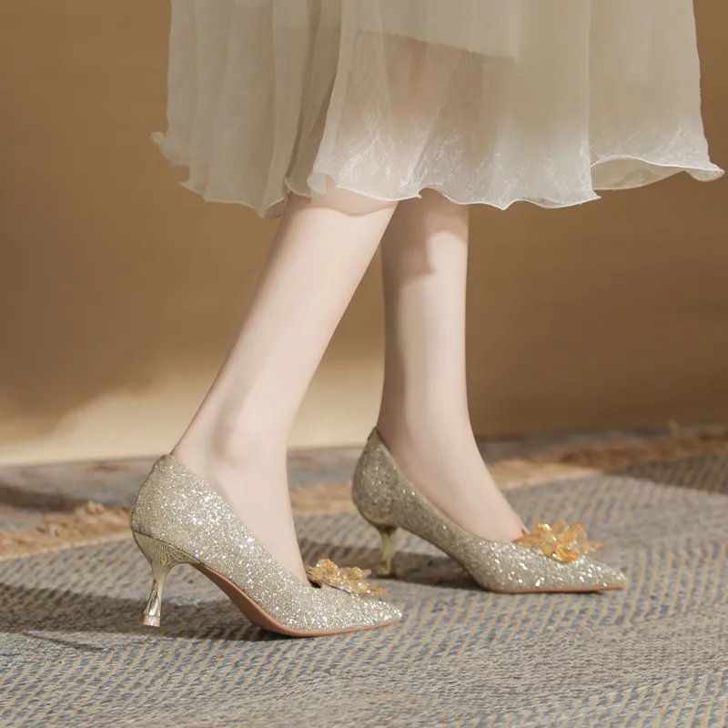 GOSO Slim Heel High Heels 6CM Women's Champagne-1