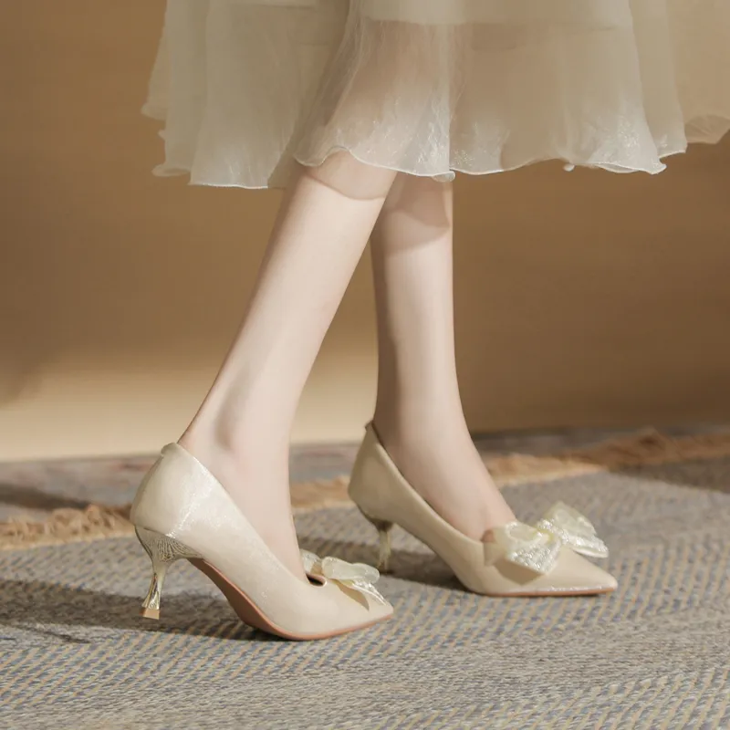 GOSO Slim Heel High Heels 6CM Women's Apricot-3