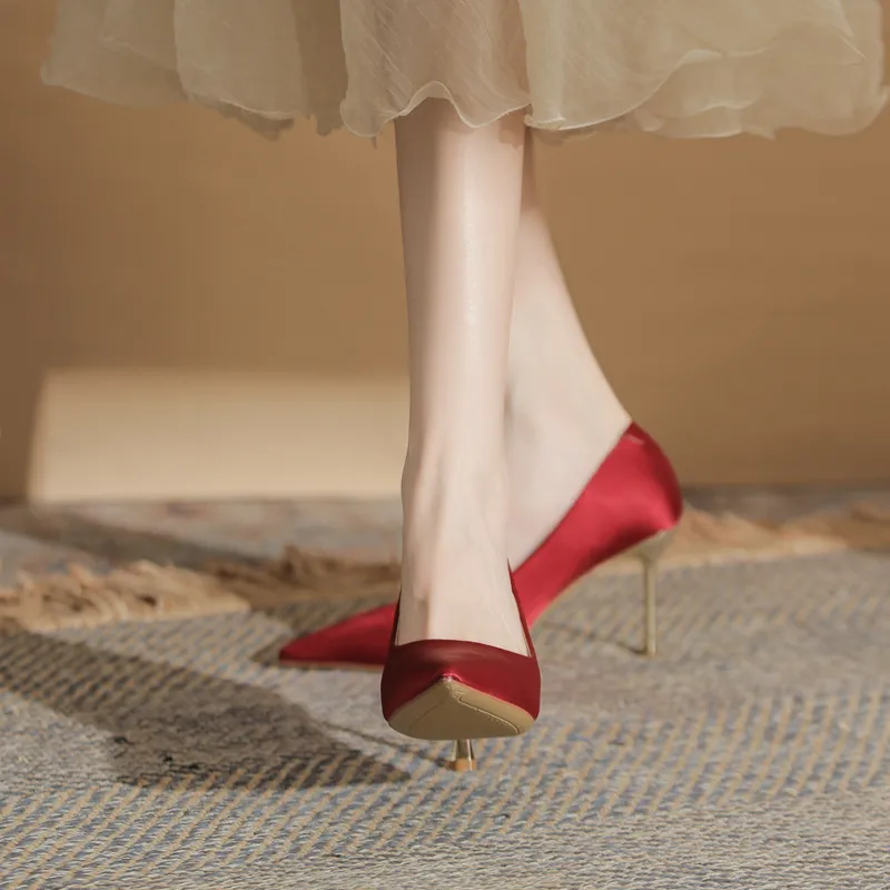 GOSO Slim Heel High Heels 7CM Women's Red-14