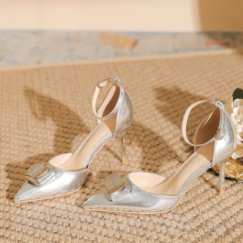 GOSO Slim Heel High Heels Women's Silver-6