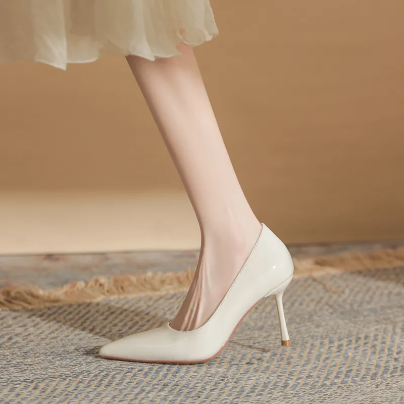 GOSO Slim Heel High Heels 7CM Women's Ecru-2