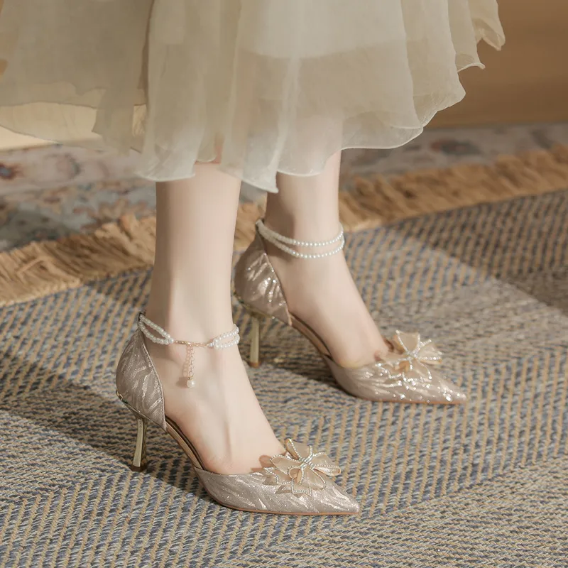 GOSO Slim Heel High Heels Women's Champagne-1