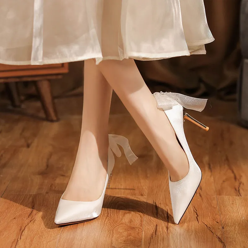 GOSO Slim Heel High Heels 6.5CM Women's White-1