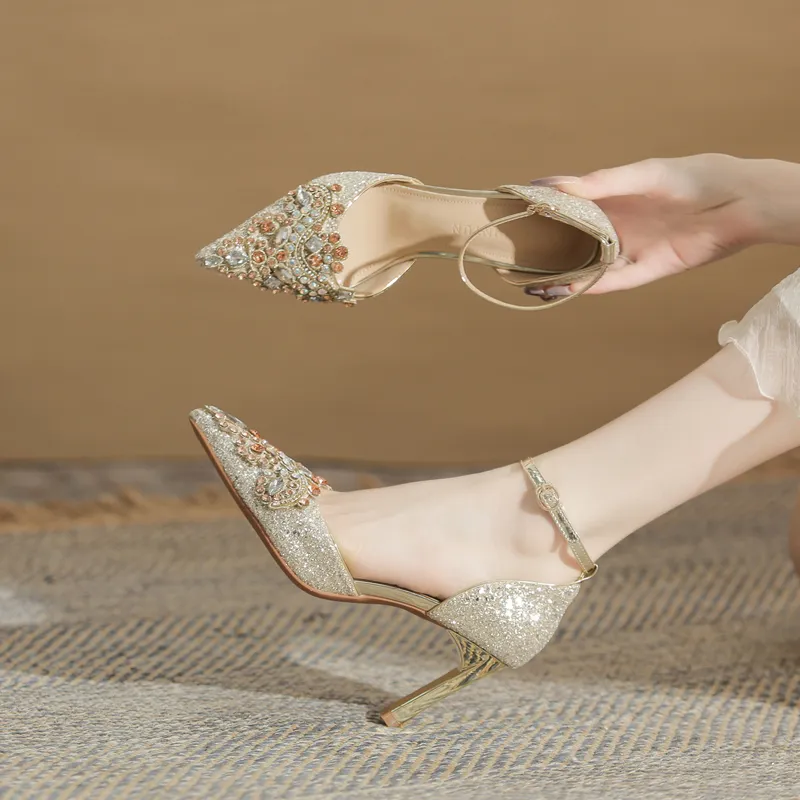 GOSO Chunky Heel High Heels Women's Champagne-1