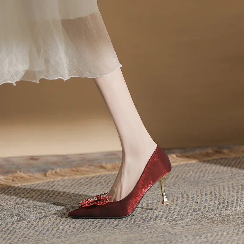 GOSO Slim Heel High Heels Women's Burgundy-3